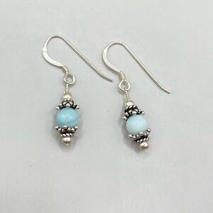 Sterling Silver Larimar Bead Dangle Earrings